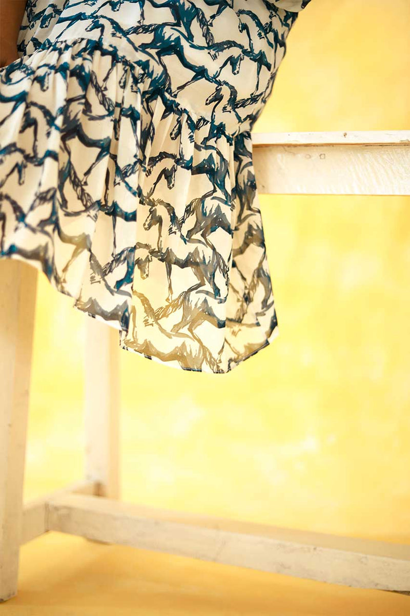 Adaara Georgette Horse Print Tunic - Adaara
