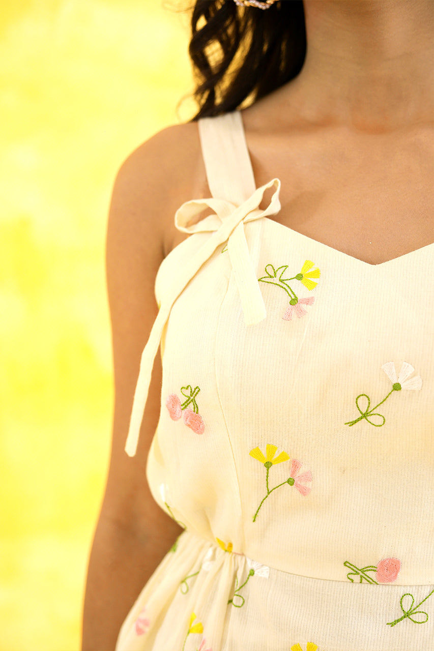Adaara Linen Embroidered Dress - Adaara