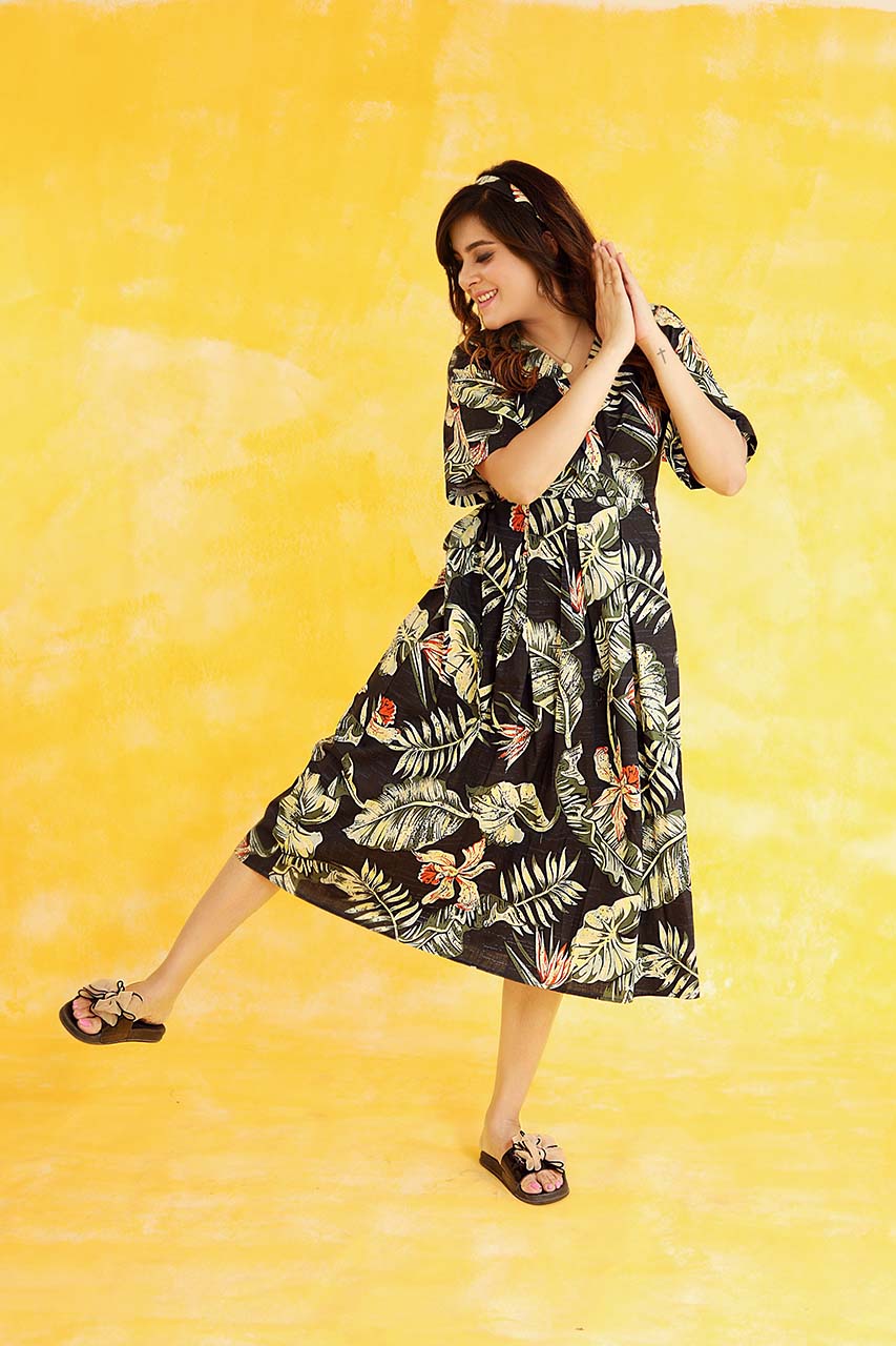 Adaara Linen Box Pleat Dress - Adaara